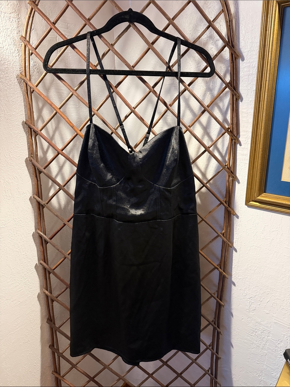 wild fable Black Mini Slip Dress with Thin Straps